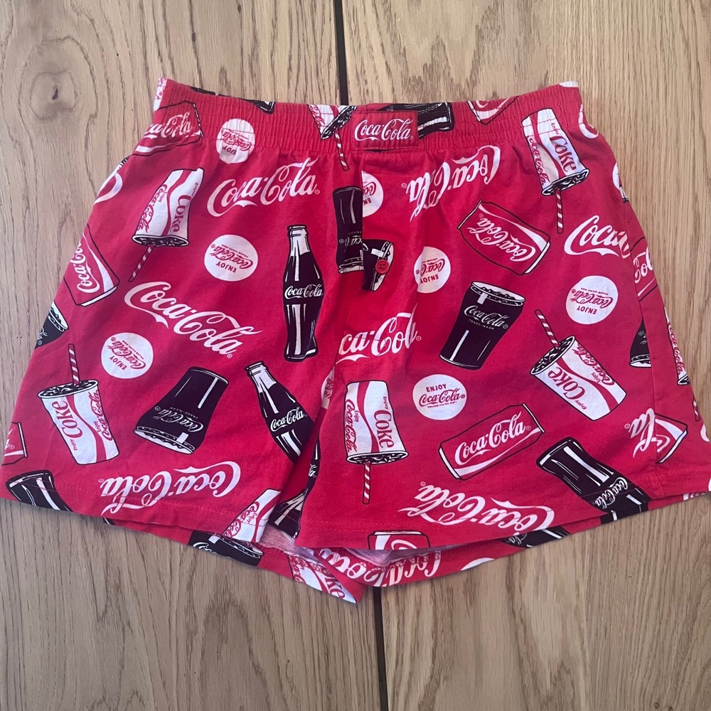 Coca-Cola Mens or women  Sleep Boxers Red Cotton Lounge Coke Bottle Print M